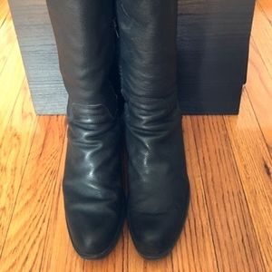 Pollini Way Out Tall Black Leather Boots size 7.5